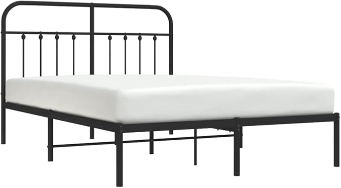 Bed Frame Black Powder-Coated Steel Bed Frame Bedroom Furniture for Bedroom 55.1 x 74.8 in