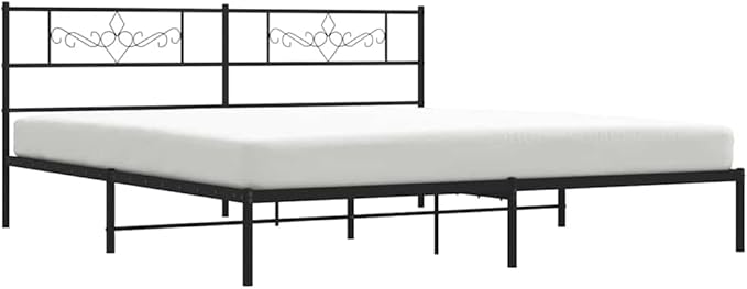 Modern Full Bed Frame with Underbed Storage | Powder-Coated Steel Construction | Minimalist Black Design for Contemporary Bedroom | Easy Assembly with Screwdriver