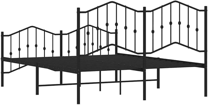Traditional King Size Metal Bed Frame with Classic Black Powder-Coated Finish, Durable Steel Construction for Stable Support, Fits Standard King Mattress 59.1 x 78.7 Inches,