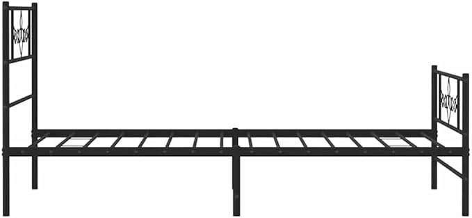 Modern Black Powder-Coated Steel Bed Frame, Single Platform for Mattress, No Box Spring Needed, 11.8 Inch Under-Bed Storage Space, Sturdy Bedroom Furniture