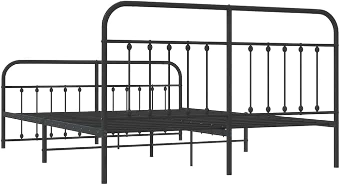 Bed Frame Black Powder-Coated Steel headboard Bed Frame Queen for Bedroom 72 x 83.9 in