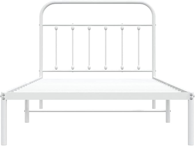Bed Frame White Powder-Coated Steel Twin Bed Frame Rectangular headboard Bedroom Furniture for Living Room