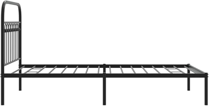 Steel Bed Frame with Headboard, Black Metal Platform Bed for Single Sleeper, Sturdy Mattress Foundation for 39.4x78.7 Inch Bedrooms and Guest Rooms