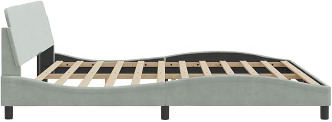 Light Gray Velvet Bed Frame with Storage, Modern Single Size Upholstered Platform for Small Spaces Light Gray, 77.0 x 85.8 x 29.3 in
