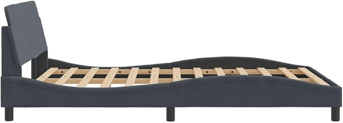Light Gray Velvet Bed Frame with Storage, Modern Single Size Upholstered Platform for Small Spaces Dark Gray, 55.9 x 81.9 x 29.3 in
