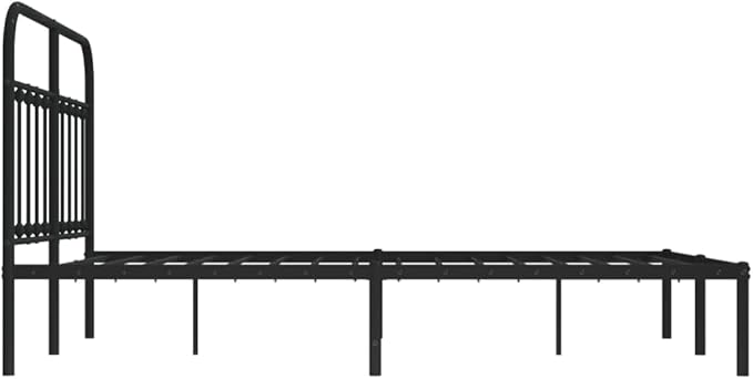 Bed Frame Black Steel Bed Frame Bedroom Furniture for Guest Room 55.1x78.7 in Metal Rectangular