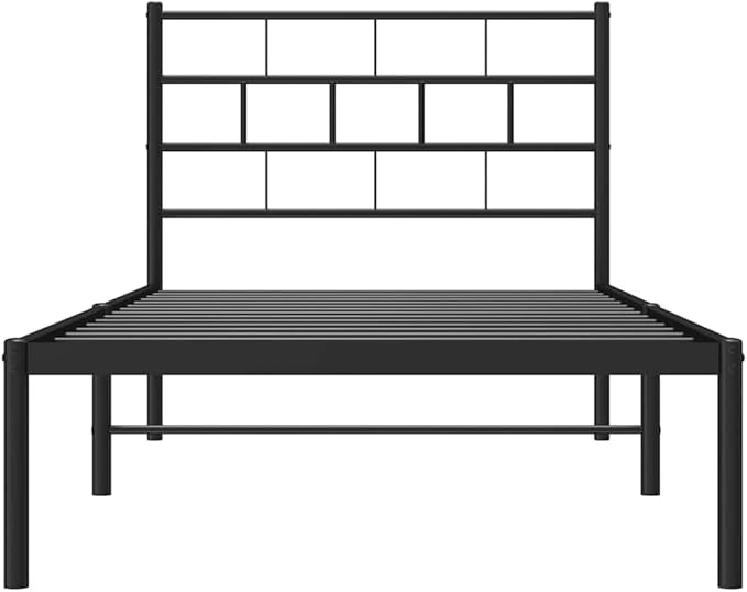Black Single Metal Bed Frame 39.4 x 74.8 in Modern Steel Platform for Bedroom, 330 lb Load, 11.8 in Under-Bed Storage, Easy Assembly for Adult Sleepers