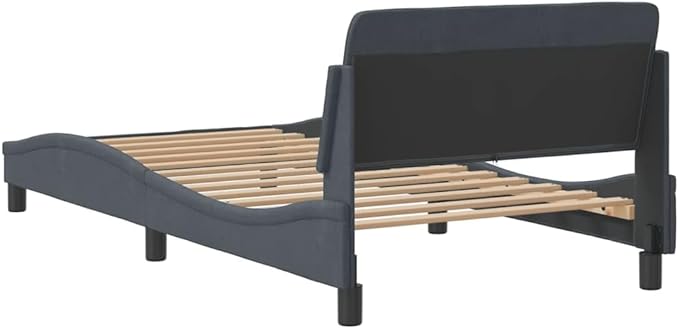 Light Gray Velvet Bed Frame with Storage, Modern Single Size Upholstered Platform for Small Spaces Dark Gray, 41.3 x 81.9 x 29.3 in
