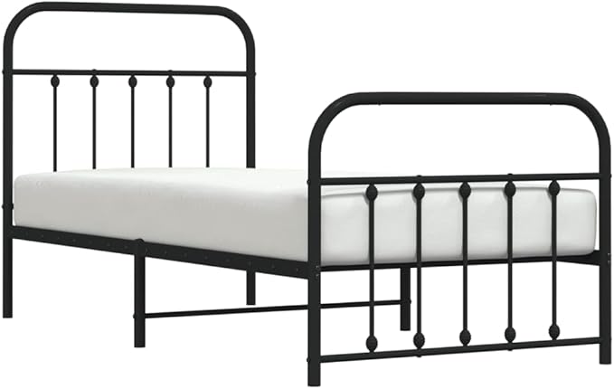 Bed Frame Black Powder-Coated Steel Single Single Bed Bedroom Furniture headboard for Living Room