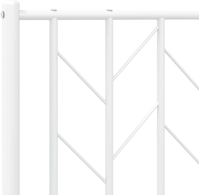 Bed Frame White Steel King Size Easy Assembly for Bedroom 59 x 79 in