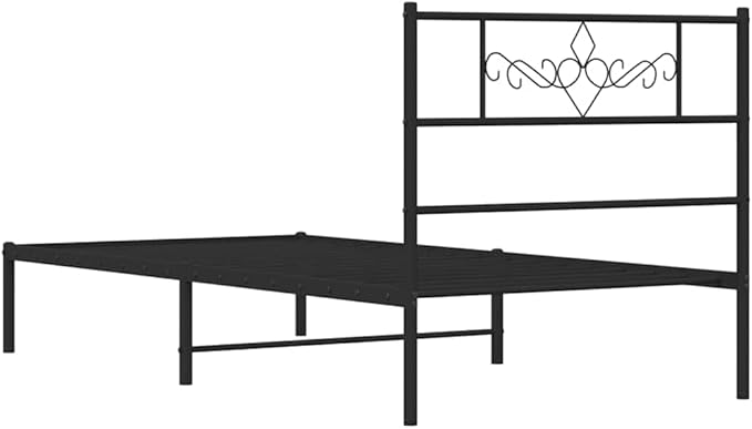 Modern Twin Metal Bed Frame with Under-Bed Storage | Sturdy Powder-Coated Steel Construction | Sleek Black Minimalist Design for Adult Bedrooms
