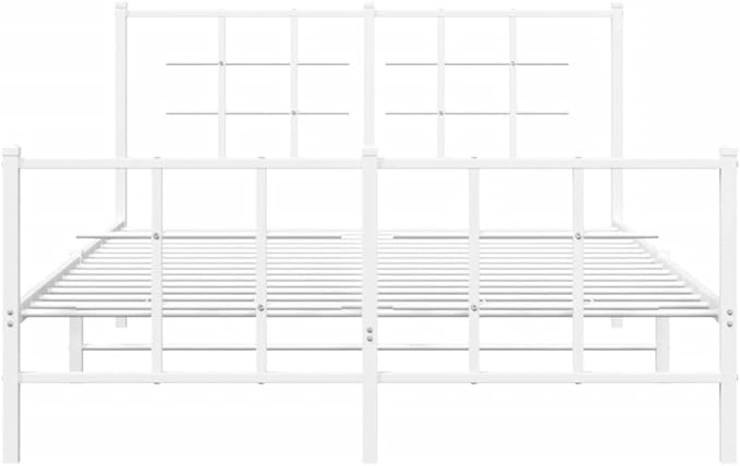 Modern Metal Bed Frame with Sturdy Steel Construction, Full Size Platform Base for Double Mattress, Minimalist White Design for Bedroom Decor, Easy Assembly