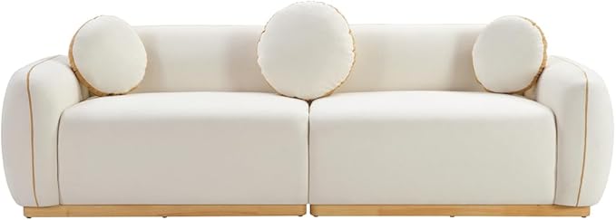 90.94'' Modern Sofa- 3 Seater Sofa, Comfy Sofa Couch with Extra Deep Seats, Upholstered Boucle Couch for Living Room Apartment Lounge (White)