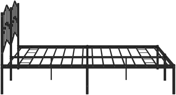 Modern Black Metal Bed Frame with Sturdy Steel Construction, 76x80 Inch Queen Size Platform Bed Frame with Slat Support for Mattress, Easy Assembly Indoor Bedroom Furniture