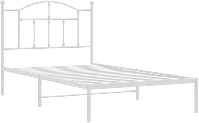 Bed Frame White Steel Single Bed Frame Rectangular Modern Bedroom Furniture Bedroom Decor for Hotels