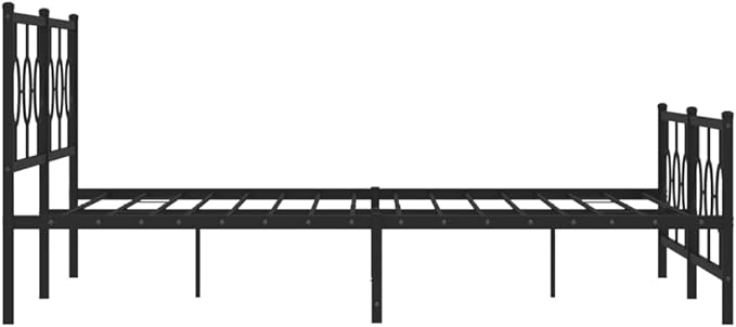 vidaXL Bed Frame Black Powder-Coated Steel Full Bed Frame Rectangular