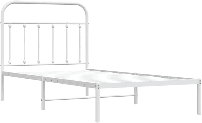 Bed Frame White Powder-Coated Steel Twin Bed Frame Rectangular headboard Bedroom Furniture for Bedroom