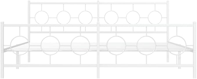 vidaXL Bed Frame White Powder-Coated Steel Double Durable Bed Frame