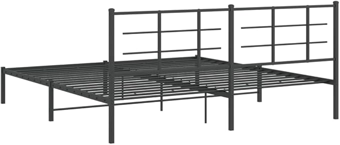 vidaXL Bed Frame Black Powder-Coated Steel Double Bed Frame