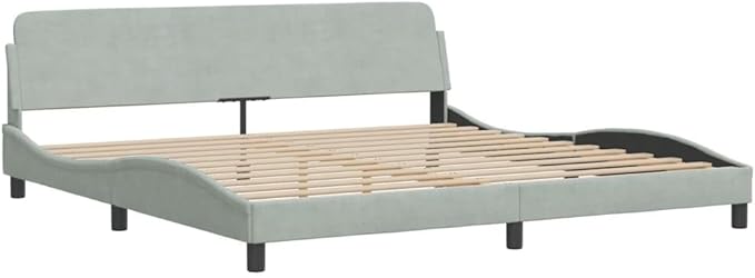 Light Gray Velvet Bed Frame with Storage, Modern Single Size Upholstered Platform for Small Spaces Light Gray, 77.0 x 85.8 x 29.3 in