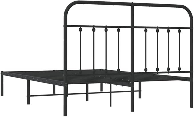 Bed Frame Black Powder-Coated Steel Bed Frame Bedroom Furniture for Bedroom 55.1 x 74.8 in