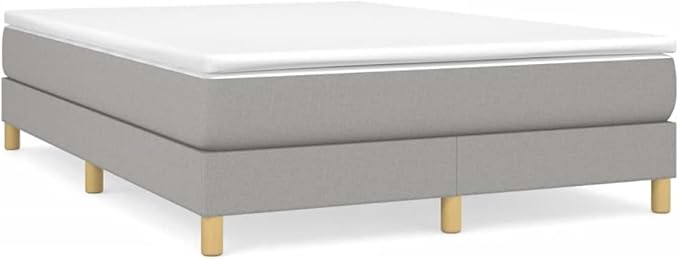 Bed Frame Light Grey Single Bed Furniture for Hotel Bedroom 100% Polyester Fabric, Plywood, Engineered Wood