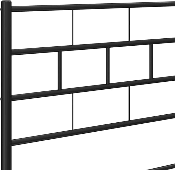 Single Metal Bed Frame Black Powder-Coated Steel Platform 77.2x41.1x35.4 in Modern Headboard Bedroom Furniture Easy Assembly for Teen Guest Room