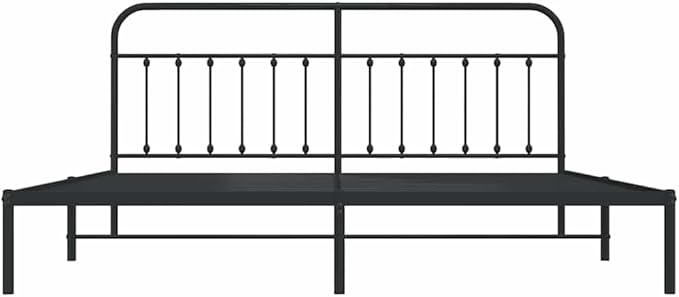 Bed Frame Black Steel Bedroom Furniture Bed Frame for Guest Room 76.0 x 80.0 in Rectangular