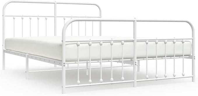 Bed Frame White Steel Double Bed Frame Rectangular Industrial headboard Bedroom Furniture for Bedroom