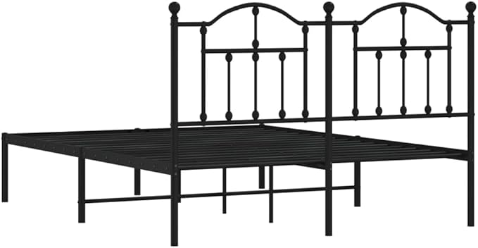 Bed Frame Black Powder-Coated Steel Hotel Bed Frame Bedroom Furniture for Studies 55.1 x 78.7 in