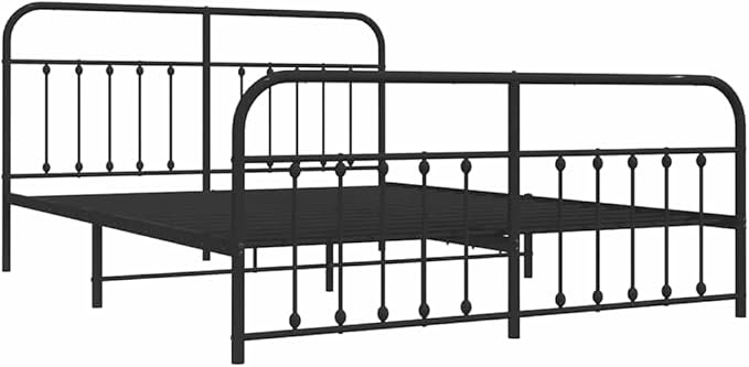 Bed Frame Black Powder-Coated Steel headboard Bed Frame Queen for Bedroom 72 x 83.9 in
