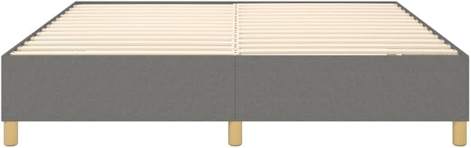 Bed Frame Dark Gray Polyester, Plywood, Engineered Wood King Single Bed Frame