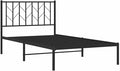 Pemberly Row Contemporary Powder-Coated Steel Single Bed Frame, Black Finish, 41.3 x 81.5 in, Minimalist Metal Design, Sturdy Bedroom Furniture for Guest Room or Small Spaces