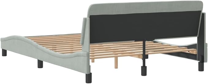 Light Gray Velvet Bed Frame with Storage, Modern Single Size Upholstered Platform for Small Spaces Light Gray, 55.9 x 81.9 x 29.3 in