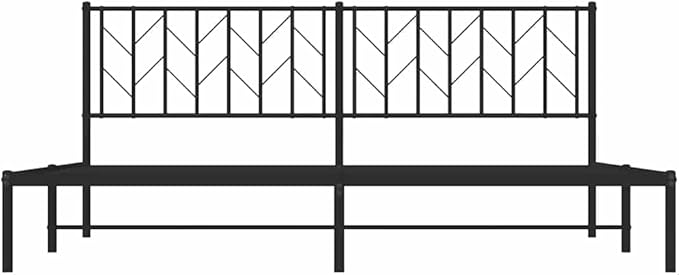 Bed Frame Black Powder-Coated Steel Double Size Bed Frame Sturdy Metal for Bedroom