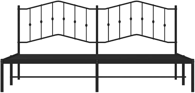 Modern Black Metal Bed Frame 76x80 Inches with Sturdy Steel Slats, Sleek Powder-Coated Finish for Indoor Bedroom, Easy Assembly Support for Mattress
