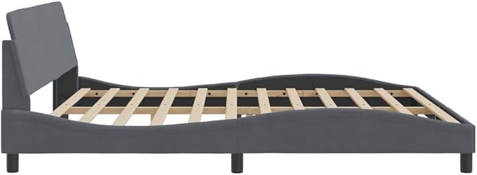 Light Gray Velvet Bed Frame with Storage, Modern Single Size Upholstered Platform for Small Spaces Dark Gray, 77.9 x 85.8 x 29.3 in