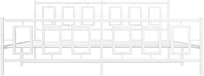 vidaXL Bed Frame White Powder-Coated Steel Full Bed Frame Rectangular