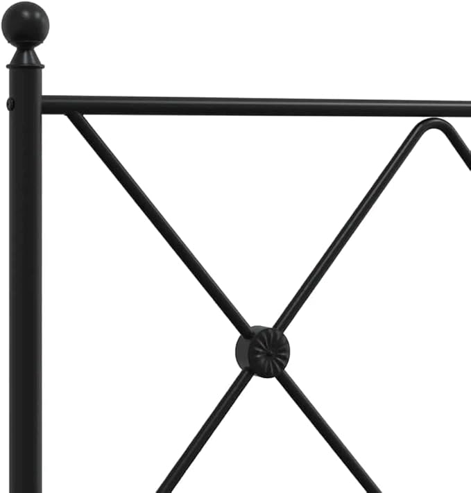 vidaXL Bed Frame Black Powder-Coated Steel Double Bed Bed Frame