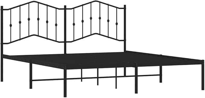 King Size Metal Bed Frame with Powder-Coated Steel, Modern Platform Base for Master Bedroom or Guest Room, Durable and Sleek Design for Enhanced Bedroom Decor