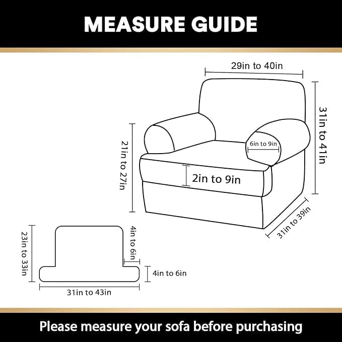PrinceDeco 2 Pieces Armchair Slipcover Stretch Couch Covers for T Cushion Chair Slipcovers Soft Arm Chiar Cover Furniture Covers with 1 Individual T Shape Seat Covers Width Up to 40", Porcelain