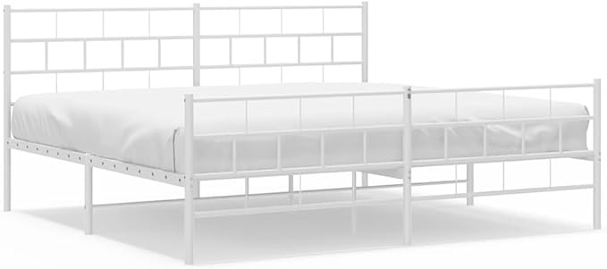 Modern White Metal Bed Frame Queen Size 72 x 84in Heavy Duty Steel Platform with Center Support for Bedroom Guest Room Dorm | Contemporary Low Profile | No Box Spring Needed