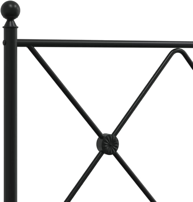 vidaXL Black Metal Bed Frame - Robust Steel Construction with Headboard/Footboard, Supportive Slats, Under-Bed Storage, Elegant Single Bed Design for Bedroom Furniture - 39.4"x78.7"