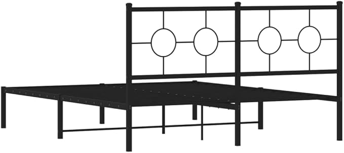 vidaXL Bed Frame Black Steel 59x79 in King Size Industrial Bed Frame