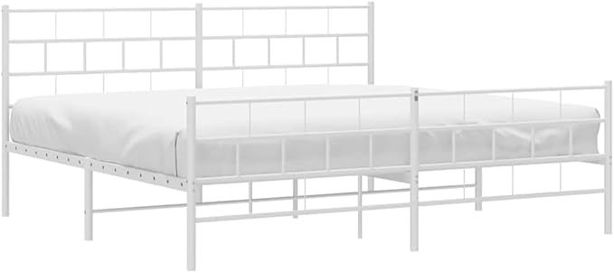 Modern White Metal Bed Frame Queen Size 72 x 84in Heavy Duty Steel Platform with Center Support for Bedroom Guest Room Dorm | Contemporary Low Profile | No Box Spring Needed