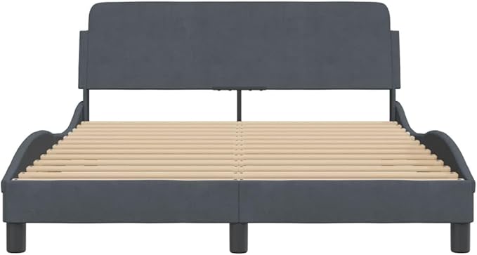 Light Gray Velvet Bed Frame with Storage, Modern Single Size Upholstered Platform for Small Spaces Dark Gray, 55.9 x 81.9 x 29.3 in