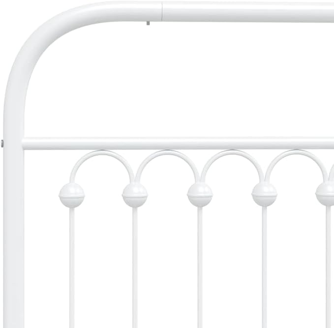 Classic White Metal Twin Bed Frame with Headboard, Sturdy Powder-Coated Rust-Resistant Design for Small Bedrooms and Guest Rooms, Fits Standard 39.4 x 78.7