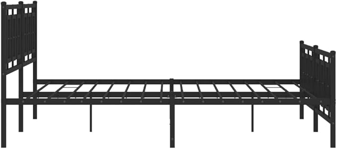 vidaXL Bed Frame Black Powder-Coated Steel 76x80 in Bed Frame