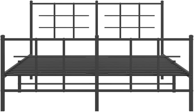 Modern Black Metal King Size Bed Frame with Footboard, Sturdy Powder-Coated Steel Construction for Enhanced Support and Easy Assembly, Underbed Storage Space for Bedroom