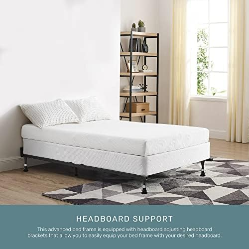 Greaton, Advanced Bed Frame with Wheels | Single Angle Iron Center Support, Re-Rolled Rail Steel, Locking Wheels on Rug Rollers, Double Riveted 6 Steel Legs, Fits King